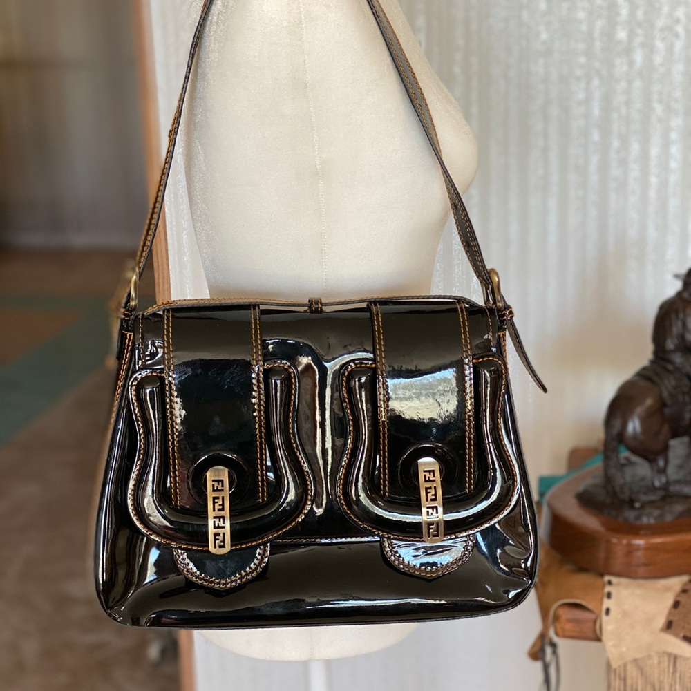 FENDI Black Patent Leather Purse